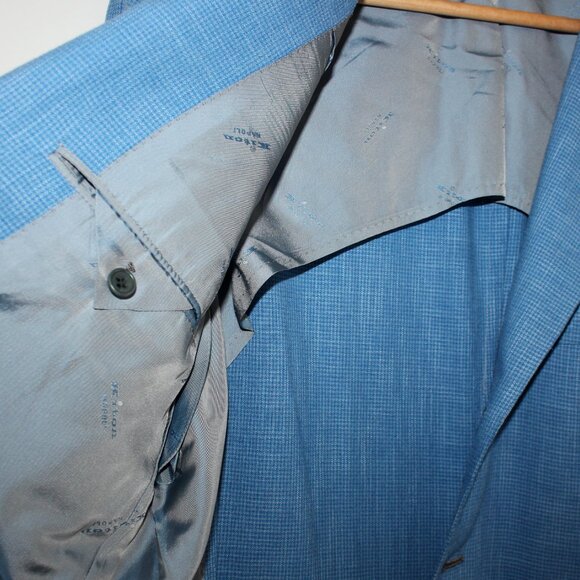KITON Sky Blue Cashmere Linen 3-button sport coat - Picture 5 of 9